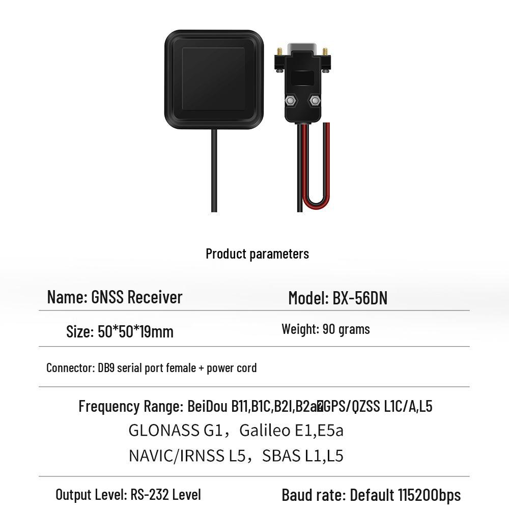 North Sky BX-56D Dual-Frequency GNSS RTK Receiver with BeiDou, GPS, and Compass QMC5883L Antenna