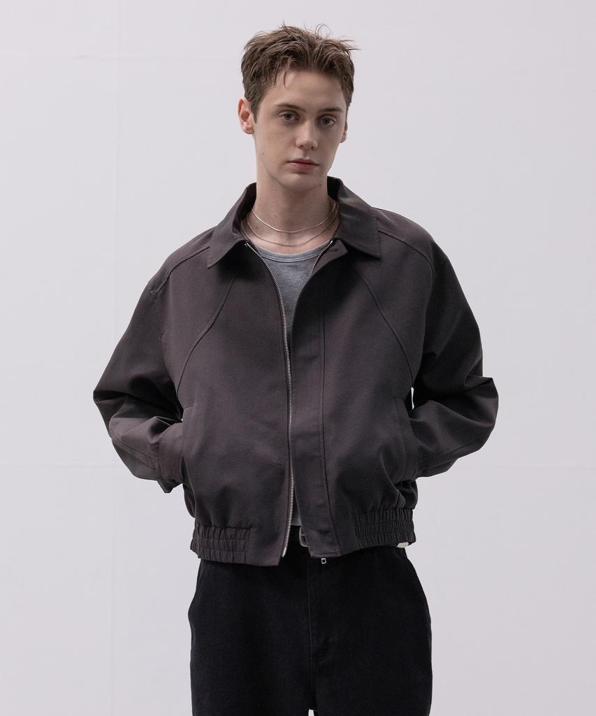 Decoroso Curved Raglan Blouson Jacket [Charcoal Brown]
