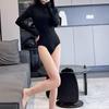 Korean Women's Slimming Triangle One-Piece Swimsuit with Sun Protection & Long Sleeves