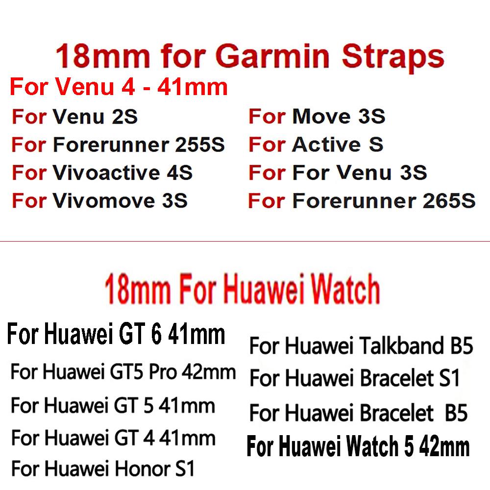18MM Elegant Style Wristband For Garmin Watch Venu 2S 3S Smartwatch Accessories For Huawei Watch GT 6 5 4 41mm PU Leather Strap