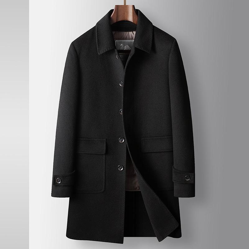 

Осенне-зимний двухсторонний тренчкот с подкладкой из гусиного пуха и средними лацканами для молодежи 170 чёрный