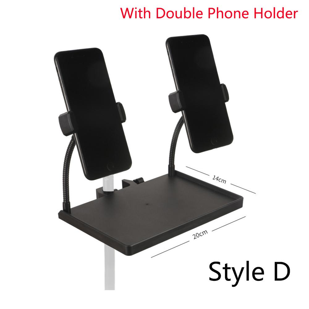 Microphone Stand Tray Mic Stand Tray with Phone Holder Adjustable Clamp On Stand for Singing Podcast Recording Streaming Stage