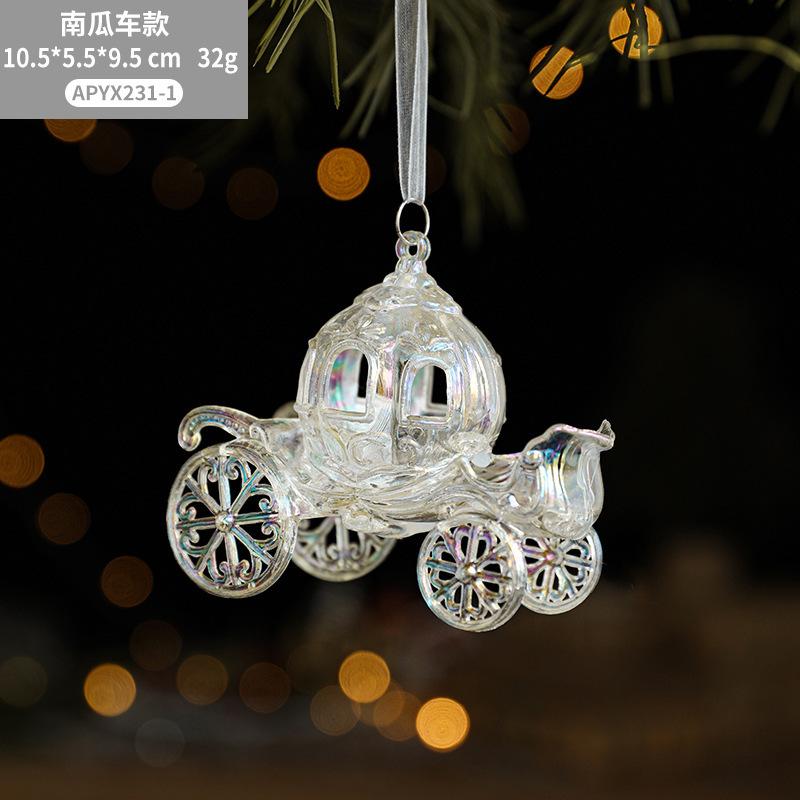 New Christmas Tree Pendant Acrylic Transparent Colorful Symphony Creative Bells Angel Girl Christmas Decoration Pendant Festive