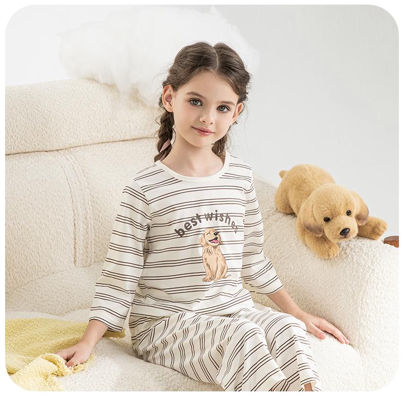 Yingbolun Girls' Pajamas Pure Cotton Set 2026 New Spring and Autumn Children's Home Clothes All Cotton Summer Thin Air Conditioning Clothes