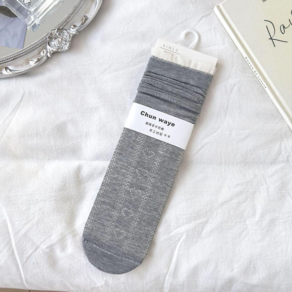 Girls' Summer Lace-Trimmed Mesh Socks - Breathable, Mid-Calf, Japanese Ballet Style