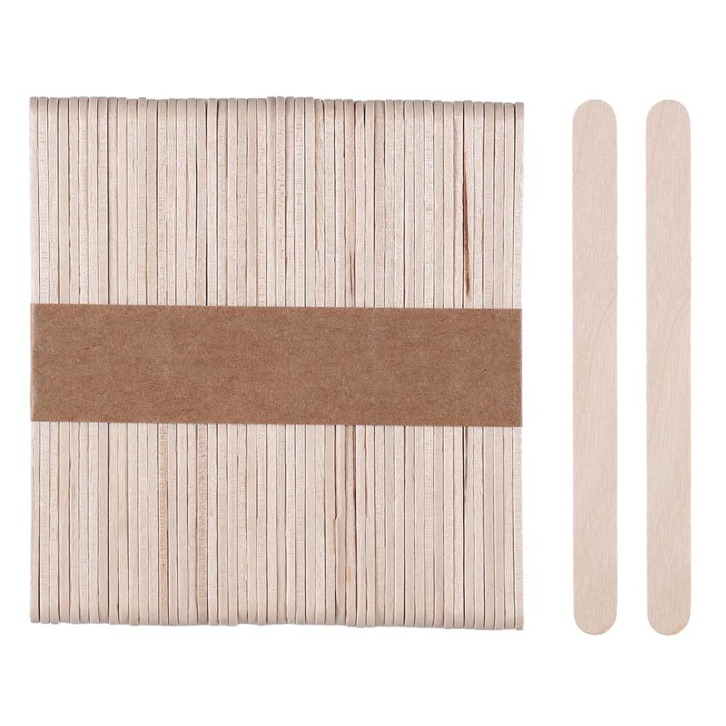 200/500/1000pcs 4.5 Inch Wooden Craft Sticks, Hair Removal Wax Sticks for Eyebrow and Body, Wax Wiping Tools,Natural Wood Popsicle Ice Cream
