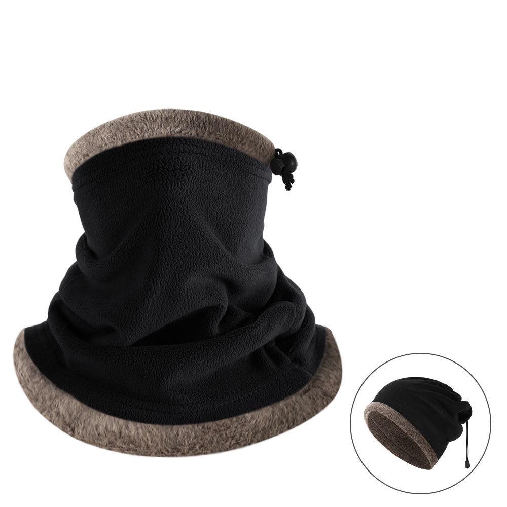 Winter Fleece Snood Hat: Multifunctional Windproof Neck Warmer & Cycling Face Mask with Adjustable Drawstring.