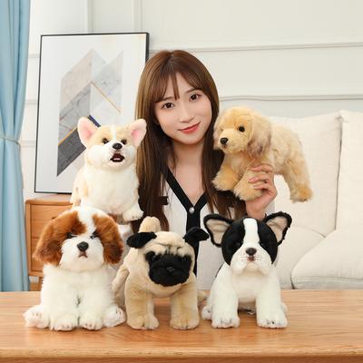 Good Quality Simulation Corgi Bulldog Pug Golden Retriever Papillon Dog Plush Toys Stuffed Lifelike Dog Puppy Dolls Home Decor