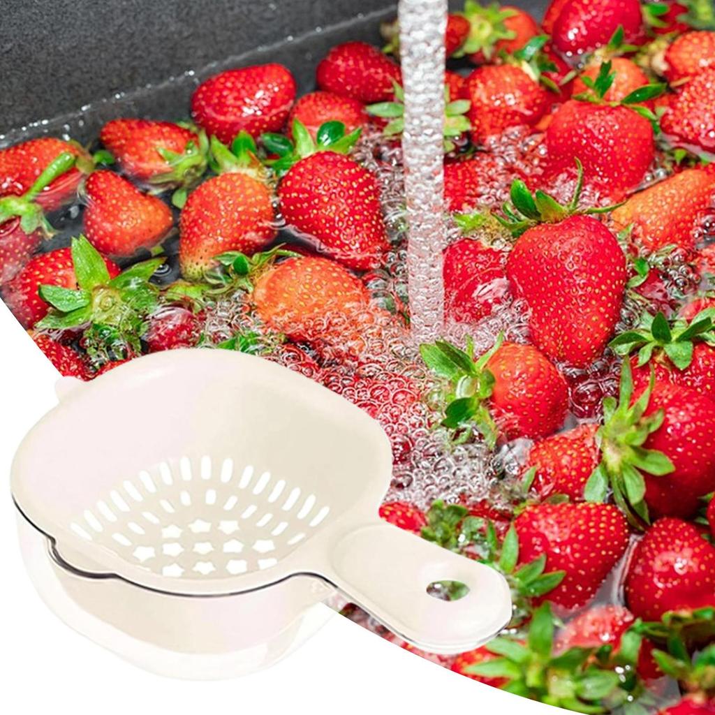 Vegetable Washing Basket Kitchen Colanders 2 In 1 Rotatable Strainer Colander With Handle For Washing Cleaning Berries Salad
