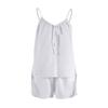 Women's Cotton Sleeveless Pajamas Set 2 Piece Spaghetti Strap Lace Up Top And Shorts