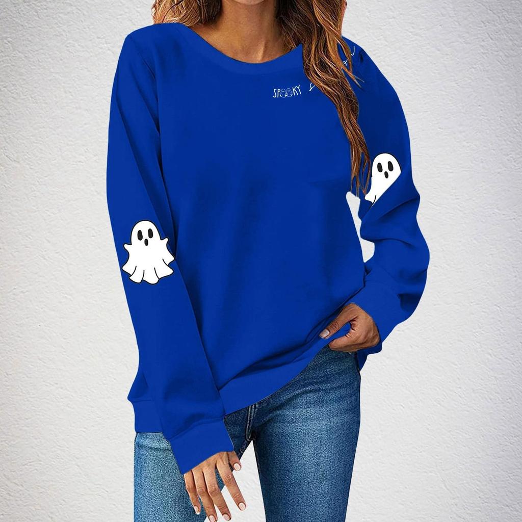 Women's Casual Fashion Print Long Sleeve O-Neck Sweatshirts Pullover Top Blouse