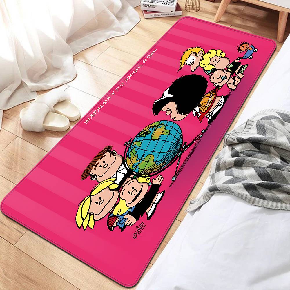 M-Mafalda Girl Floor Mat INS Style Soft Bedroom Floor House Laundry Room Mat Anti-skid Bedside Area Rugs