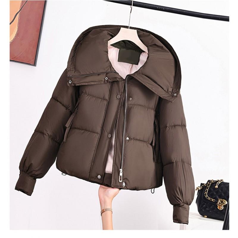 2026 Womens Short Winter Cotton Puffer Jacket Loose Fit Thick Warm Korean Fashion Coat