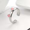 Pink Cute Cat Ear Ring For Women Cats Paw Embrace Tightly Opening Finger Rings Ladies Party Birthday Jewelry Accessories