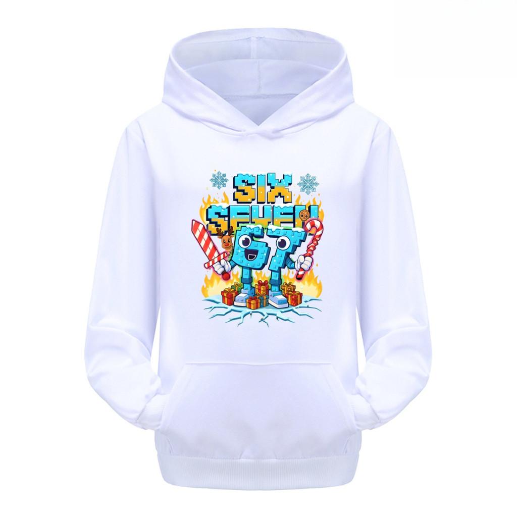 5193 Kinder Jungen Mädchen Steal a Brainrot 67 Six Seven Bedruckter Freizeit-Langarm-Hoodie Top