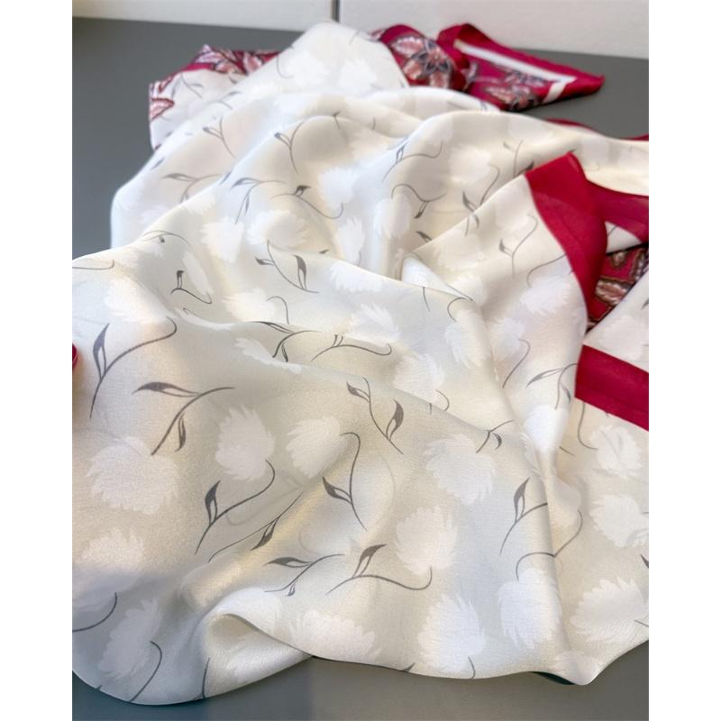 Temperament and Fashionable New Silk Scarf Long Thin Printed Luxury Scarf for Women's Travel Shawl Sun Protection