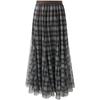Women's Plaid Mesh A-line Long Skirt