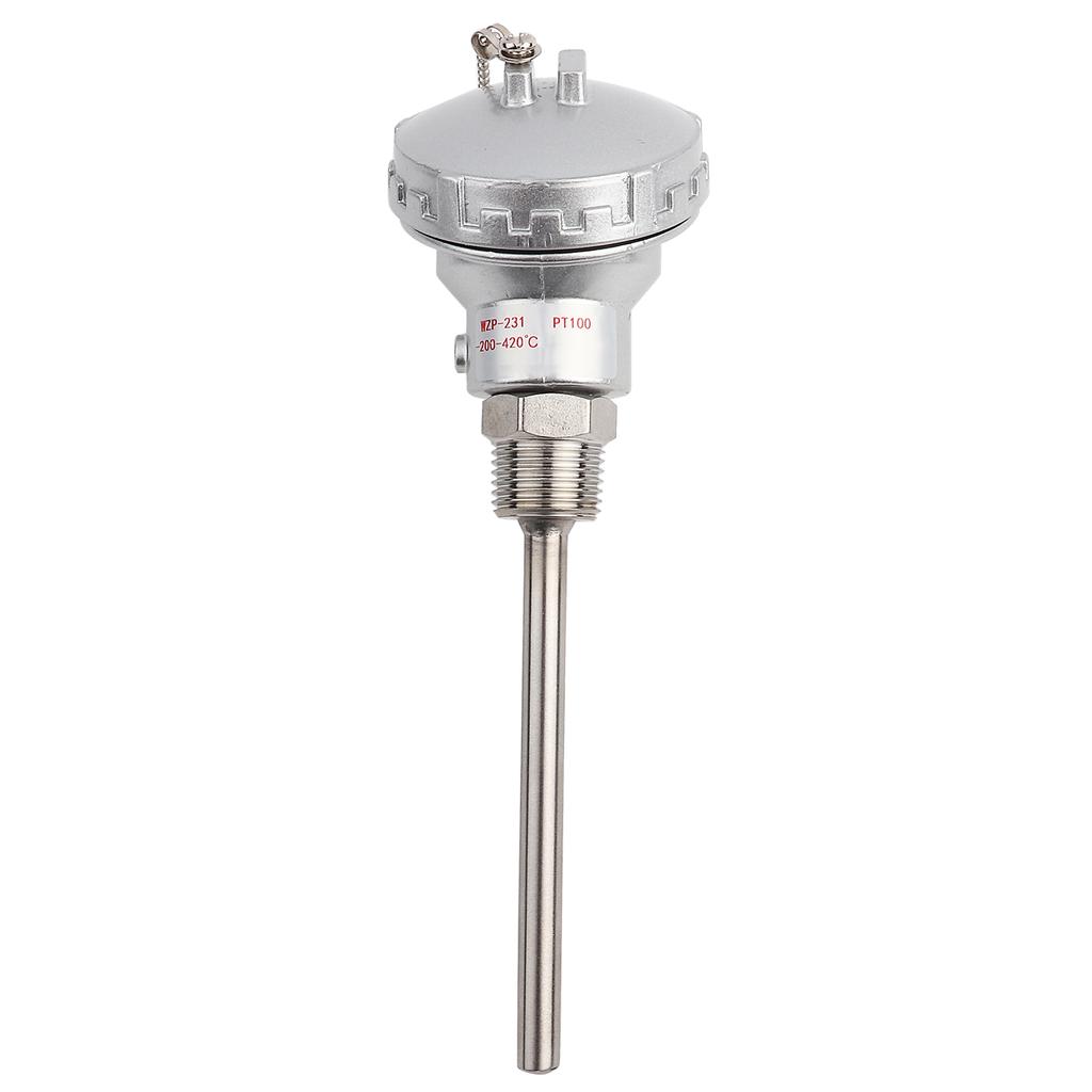 PT100 50/100/200mm Temperature Sensor Probe 1/2' NPT Thread Thermocouple Stainless Steel Terminal Head Measuring Access
