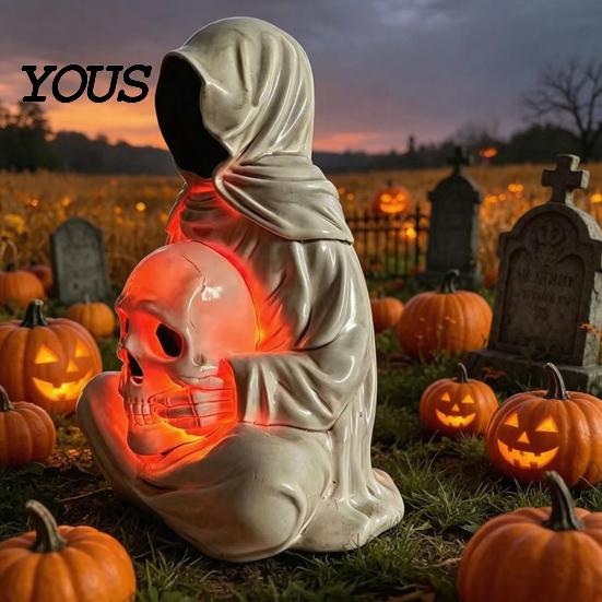 Exquisite Halloween Light for Display Skull Light, Spooky Gothic Style Ornament, Waterproof Decorative Handmade Sculpture Meditation Indoor Tabletops
