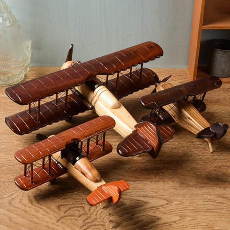Handmade Wooded Air Plane Model Ornament Living Room Desktop Creative Decoration
