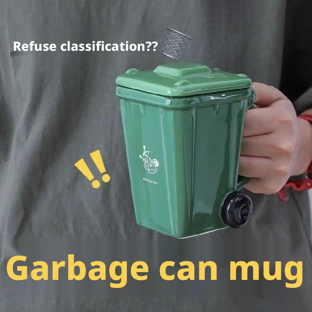 400ml Výrazný design odpadkového koše Hrnky Trendy Kancelářské hrnky na kávu Kreativní hrnky na kávu a mléko ve tvaru odpadkového koše