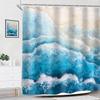 Beach Ocean Wave Shower Curtain, Blue Coastal Nautical Design, Minimalist Waterproof Polyester Art Print