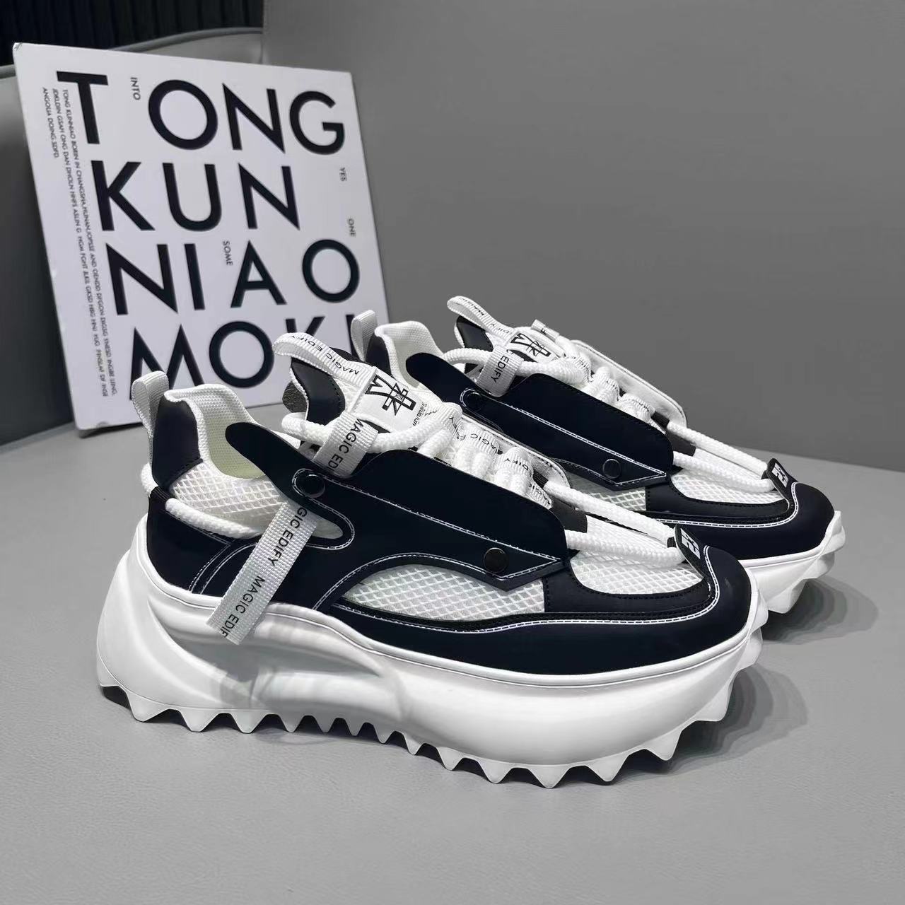 

Дизайнерские Роскошные Массивные Кроссовки Мужские Закрывающие Подошву Модные Повседневные Сетчатые Дышащие Туфли на Внутренней Платформе 44 чёрный