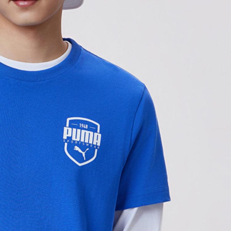 PUMA T Shirts Unisex Electric Blue Crew Neck Moderate Straight Fit 696671-92