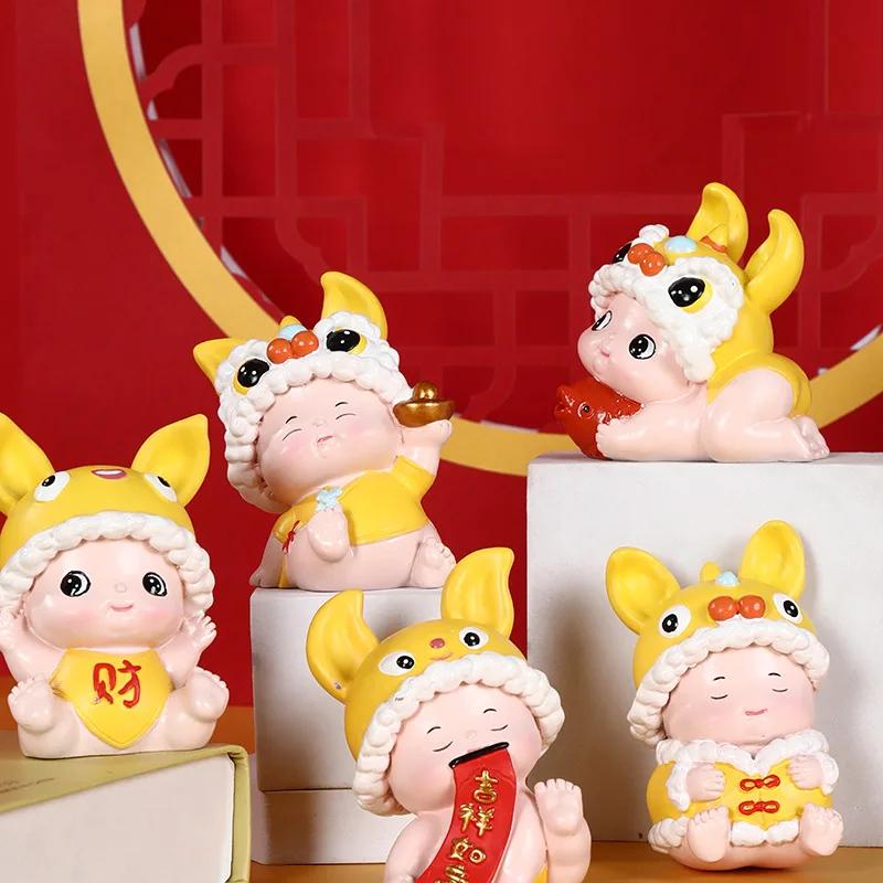 Caitu Baby Mascot Creative Resin Crafts Decorative Ornaments New Year Gift Opening Home Gift
