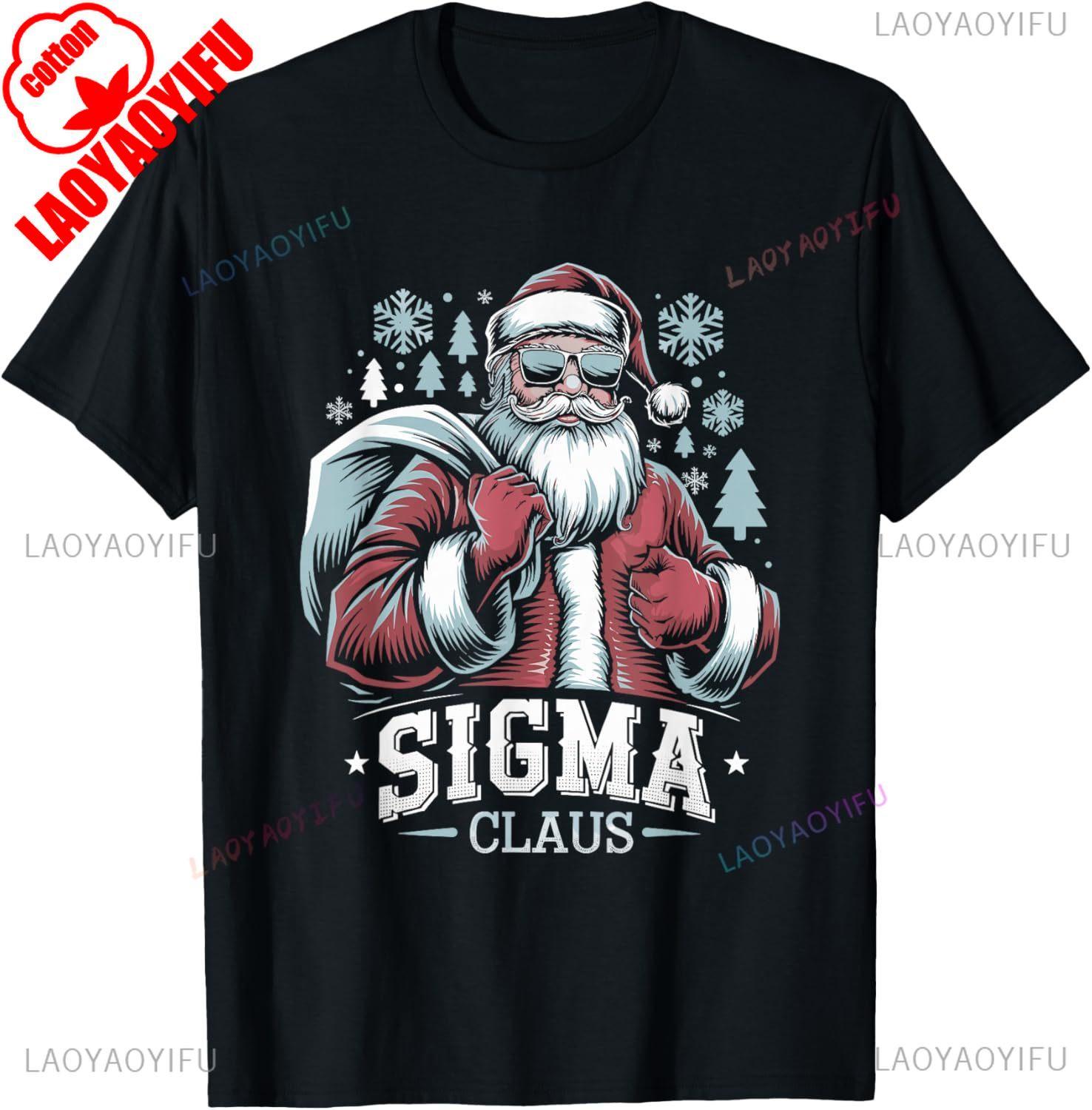 Sigma Claus Cool Santa Funny Christmas Rizz Rizzler Meme TShirt High Quality Cotton Regular T Shirt for Men Funny Tshits Style S