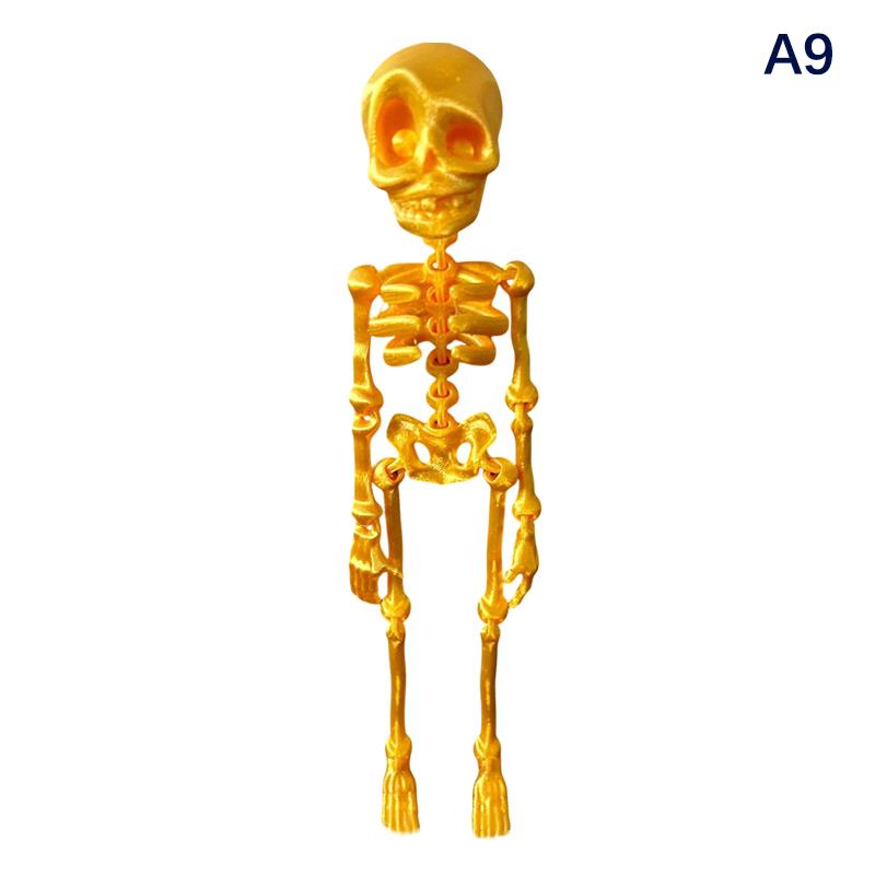 Poseable Skeleton Fridge Magnet 3D Printed Articulated Skeleton Decor Halloween Horror Luminous Skull Magnet Fridge Sticker