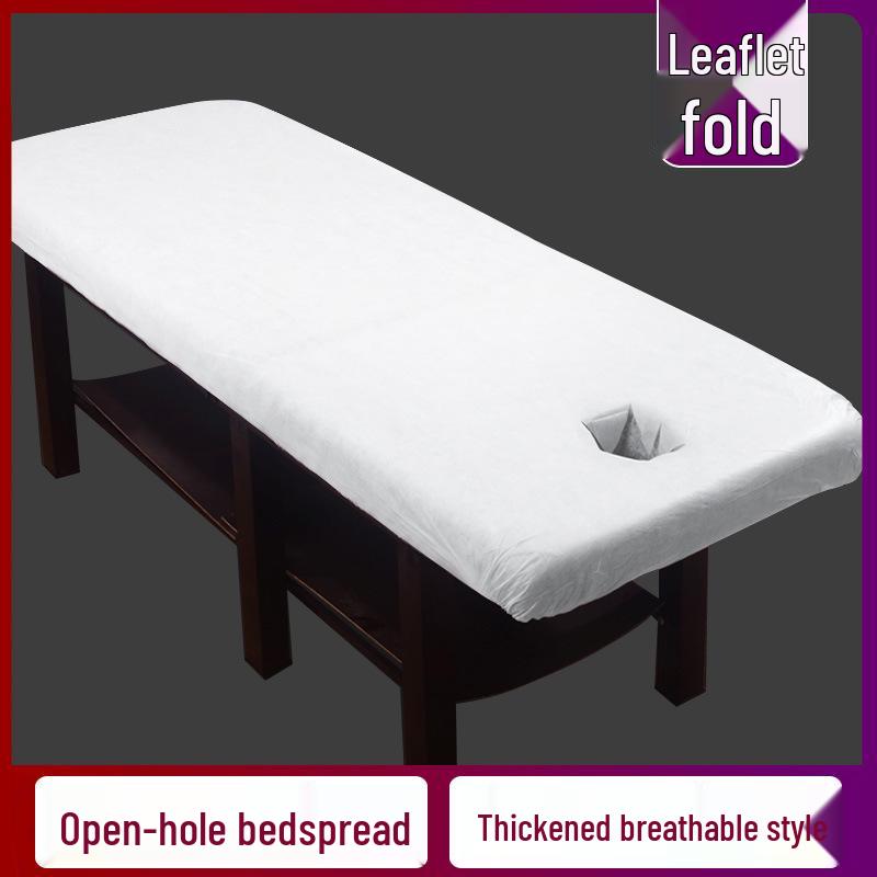 

Oilproof Non-Woven Disposable Bed Cover with Hole for Massage Table - Breathable, Dustproof, Elastic Fitted Sheet 85x215cm (for 65x190cm bed)