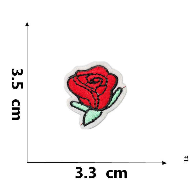 Rose Plum Blossom Embroidered Iron-On Fabric Patch for Clothing Decoration