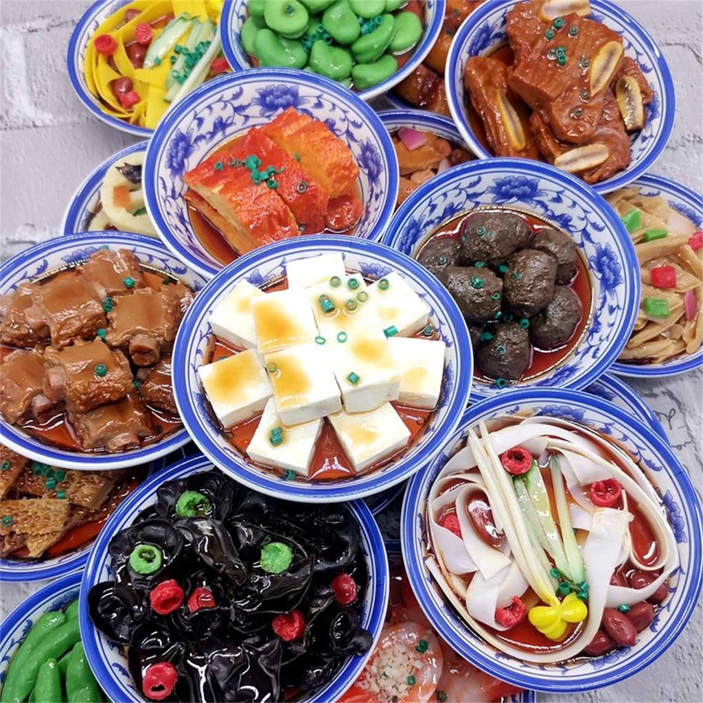 Realistic Chinese Hot Dish Cool Dish Model Simulation Chinese Dish Model Photo Props for Luncheonette Restaurant Display