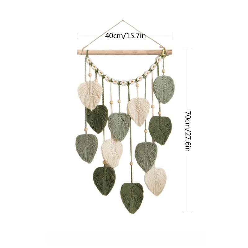 1pcs Bohemian Style Macrame Wall Hanging Hand-Woven Leaf Tapestry Boho Home Decor for Bedroom Living Room