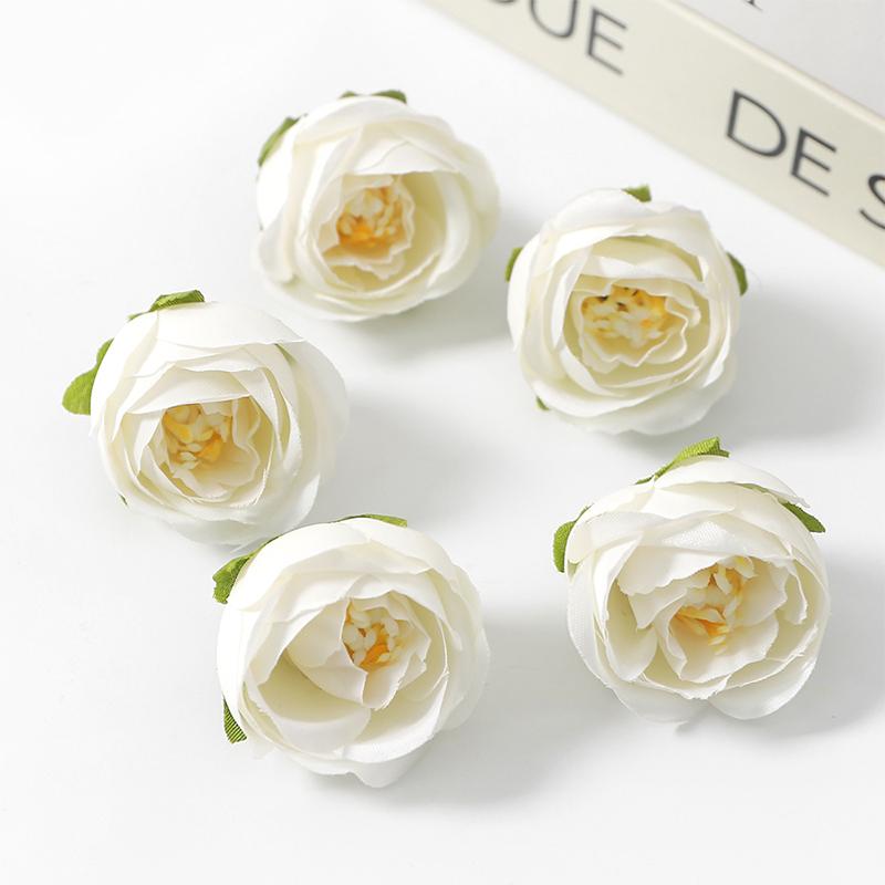 5/10/20Pcs 3.5cm Silk Tea Roses Bud Artificial Flowers Head for Scrapbook Wedding Decoration Home Room Supplies Accessories