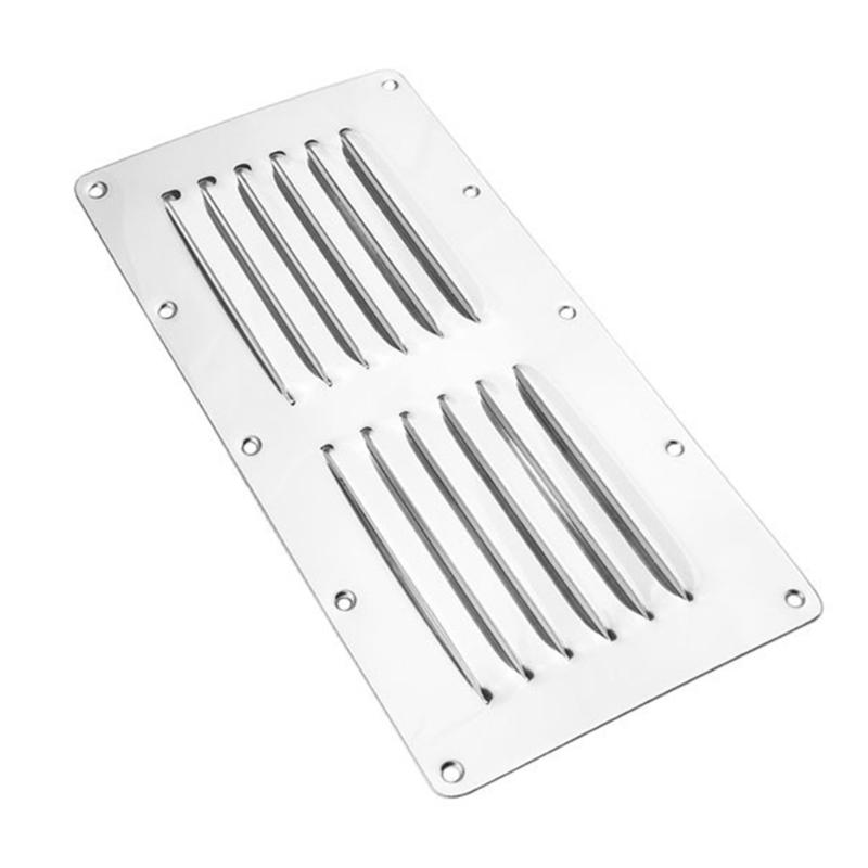 Air Venting Panel 304 Stainless Steel Rectangular Louvered Vent Grille for Marine Yacht-RV Caravan Ventilation 231x115mm