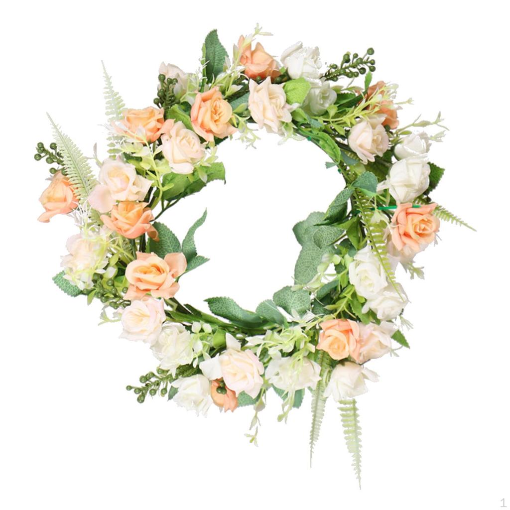 Rosary Garland Pink And White Roses Spring Wreath for Lounge Indoor Christmas