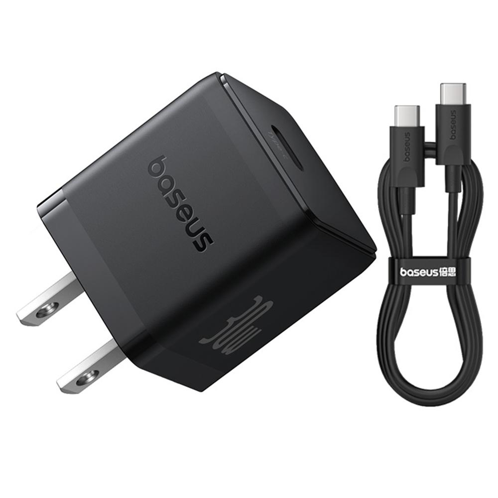 BASEUS Palm Fast Charger 30W Type-C Single Port US Plug Wall Charging Adapter with 60W Type-C Cable