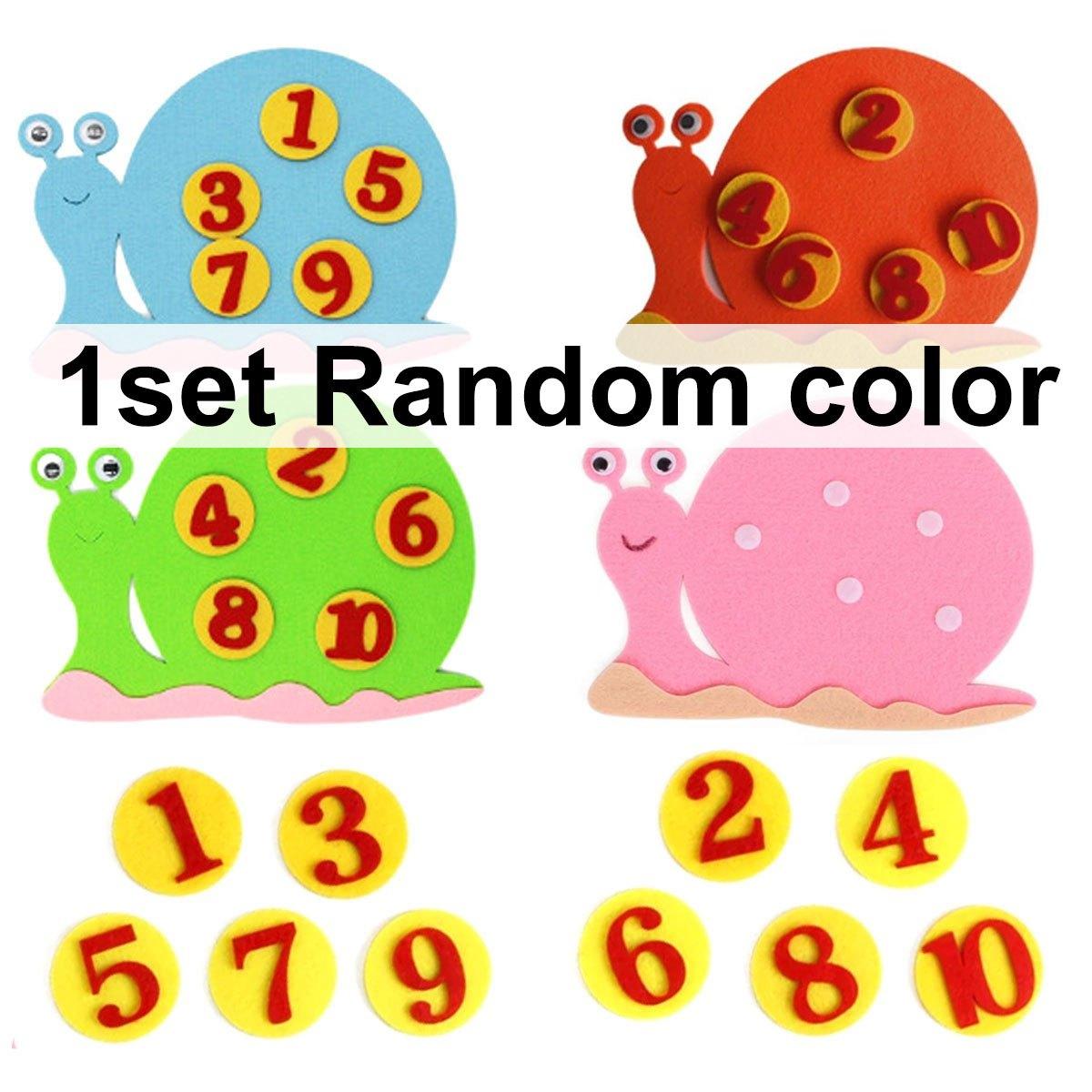 

1-10 Digital Snail Cartoon Felt School Mathematics Teaching Aids Color Number Cognitive Felt Free Assemble Teaching Tools