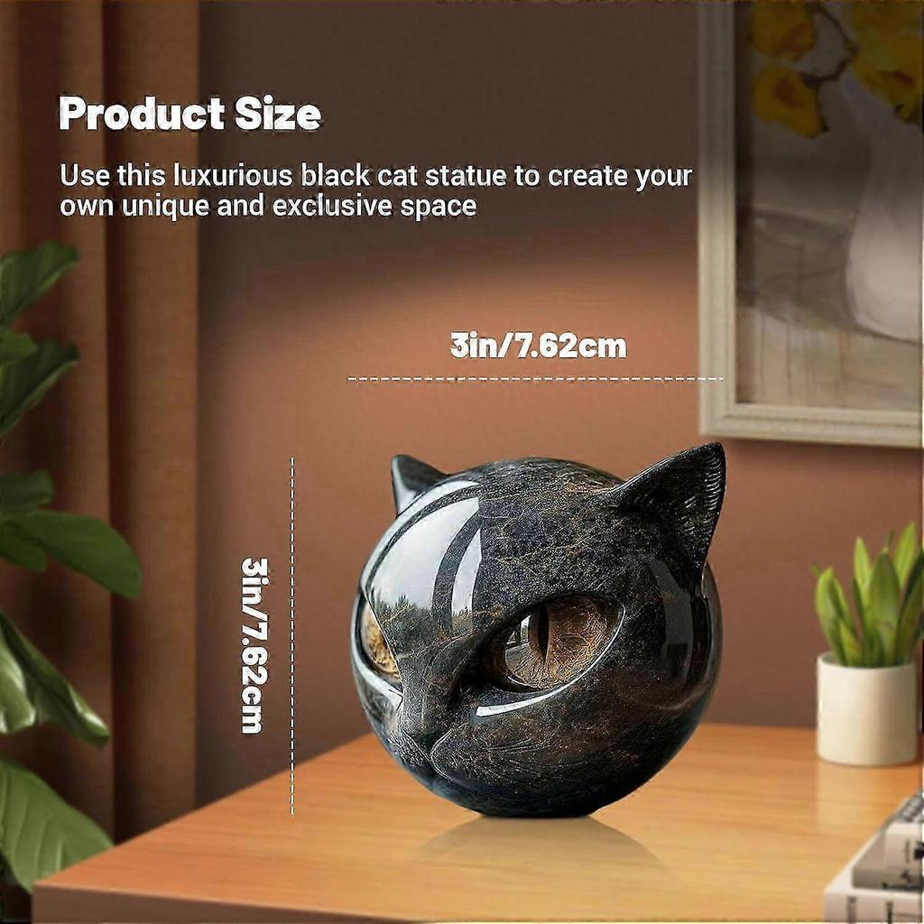 Luxury Black Cat Stone Sculpture  Elegant Home Dcor & Gift-Ready Art Piece, Mementofor Mini Tiny Cat, Gifts for Cat Lovers Women Men