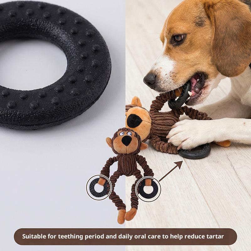 Squeaky Puppy Toys Plush Teeth Cleaning Chew Toy Calf Bear Monkey Shape Doll Dog Training Interactive Toys for Small Dogs