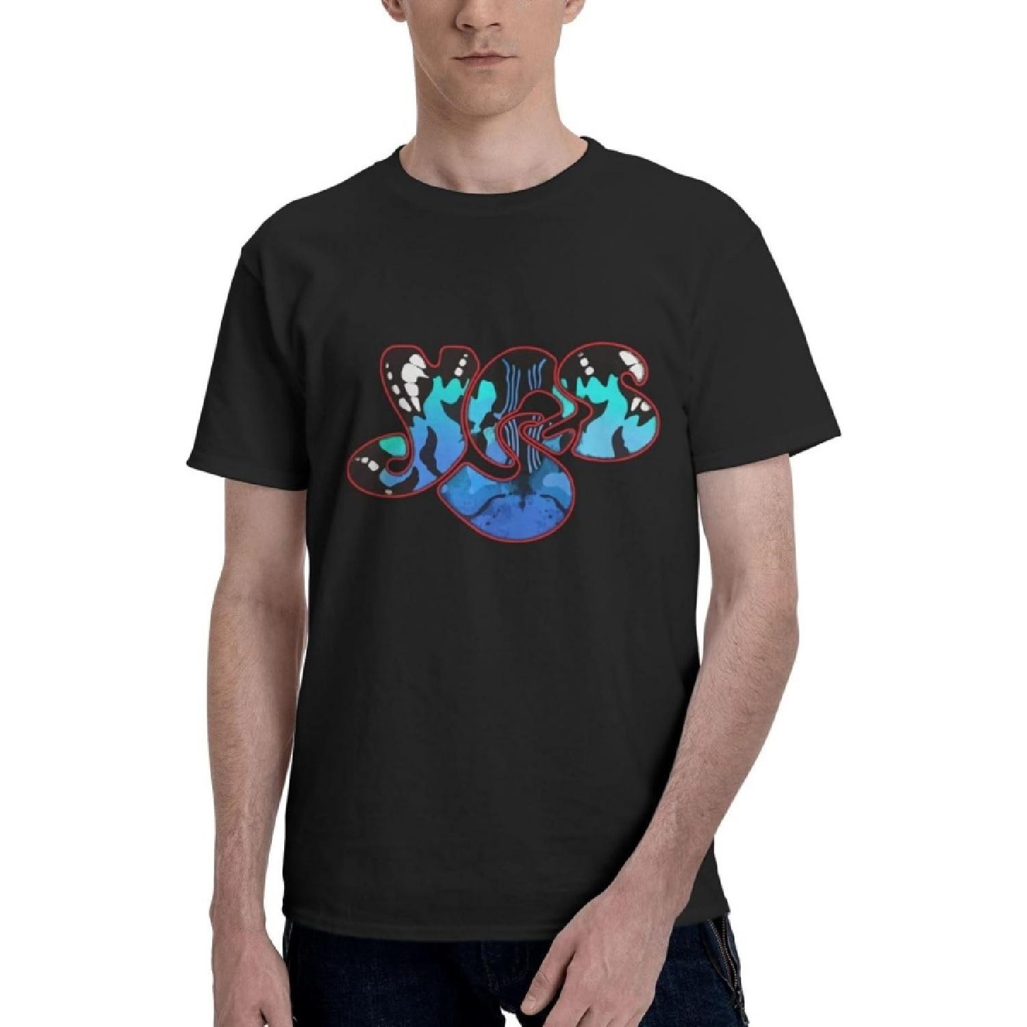 MADABO for Yes Band Mens T-Shirts Short Sleeve Breathable Loose-Fit Classic-Fit Black S