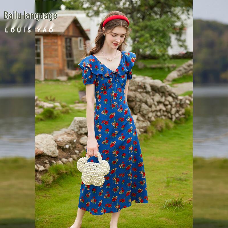 

Bailuyu Women s V-Neck Floral Print A-Line Maxi Dress M