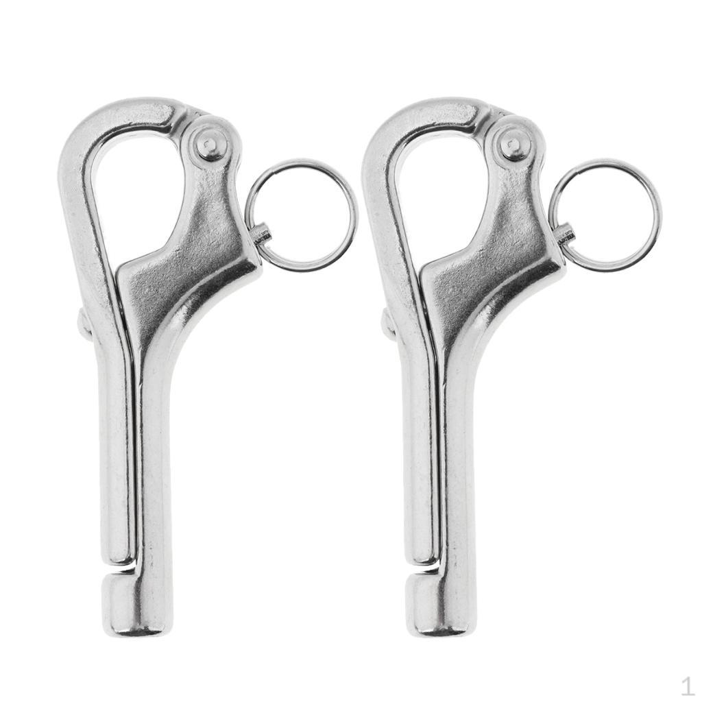 

2x Крюк из нержавеющей стали 316 для морского леера лодки Размер 76 / 130 мм