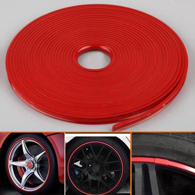 8M Red Car Wheel Hub Rim Edge Protector Ring Tire Guard Sticker Rubber Strip US