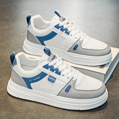 Herenschoenen Dunne Ademende Mesh Heren Kleine Witte Schoenen Platte Zool Lage Top Vetersluiting Casual Boardschoenen