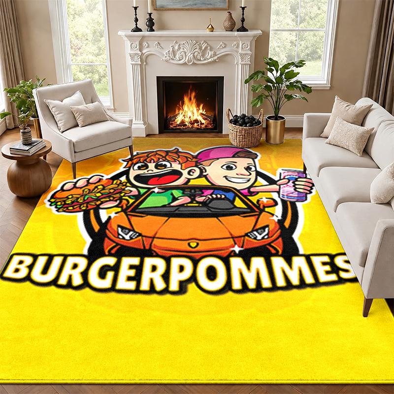 Burger Pommes Carpet Door Mat for Living Room or Bedroom Protective Mat Under Chair Office Decoration Christmas Gift Birthday Present