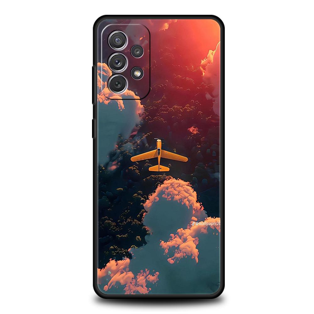 Phone Case For Samsung A15 A13 A35 A55 A51 A71 A41 A31 A21S A03S A05 A17 A23 A25 A33 A53 A73 5G A07 4G Cover Airplane Pattern