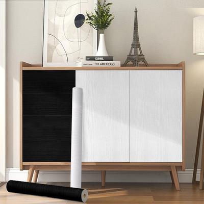 Schwarz / Weiß Holzmaserung abziehbar klebendes Papier Möbeldekoration DIY selbstklebende Folie Massivholz-Haptik Oberfläche leicht zu reinigen